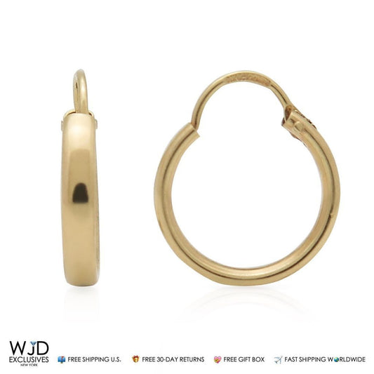 14K Solid Yellow Gold 19mm Diameter Hoop Earrings