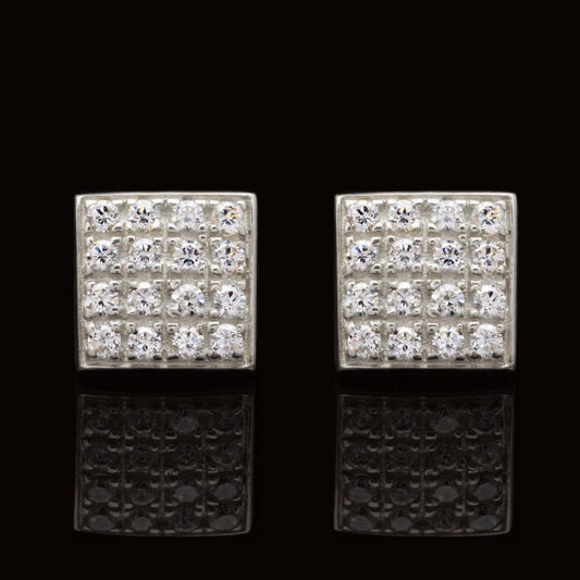 14K White Gold 0.75Ct CZ Composite Square Shape Stud Earrings
