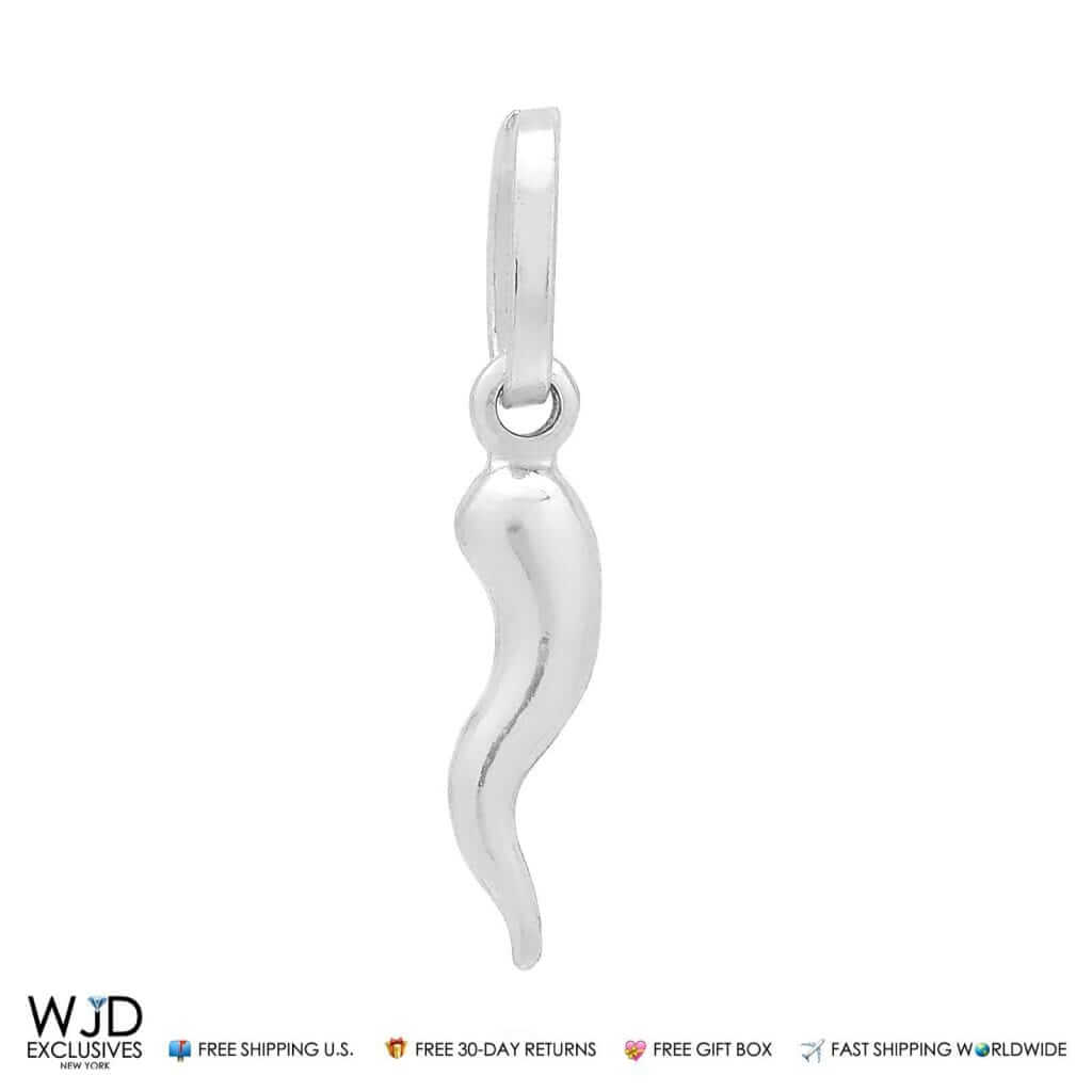 14k Yellow Gold & 14k White Gold Italian Corno Horn Pendant 0.8"