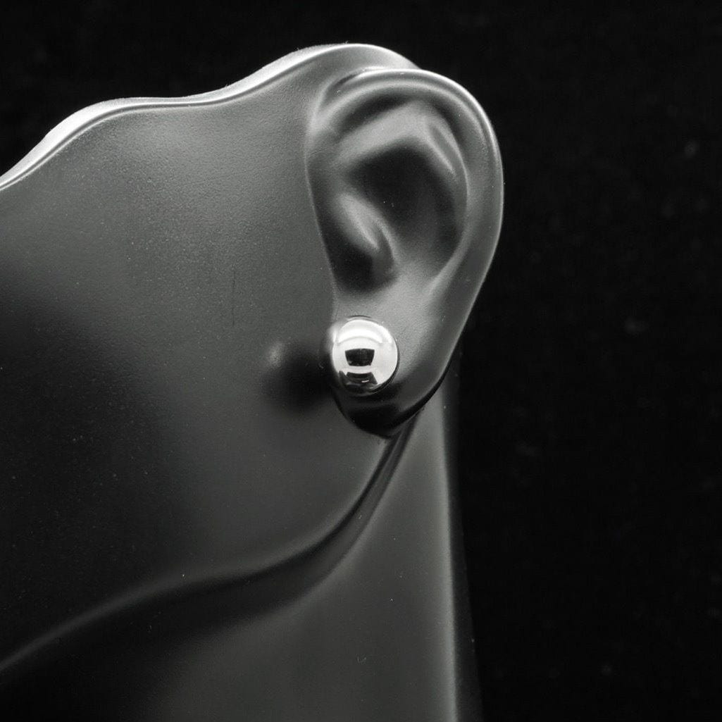 14K White Gold Ball Push Back 8 mm Stud Earrings
