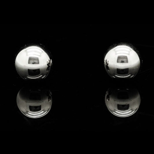 14K White Gold Ball Push Back 8 mm Stud Earrings