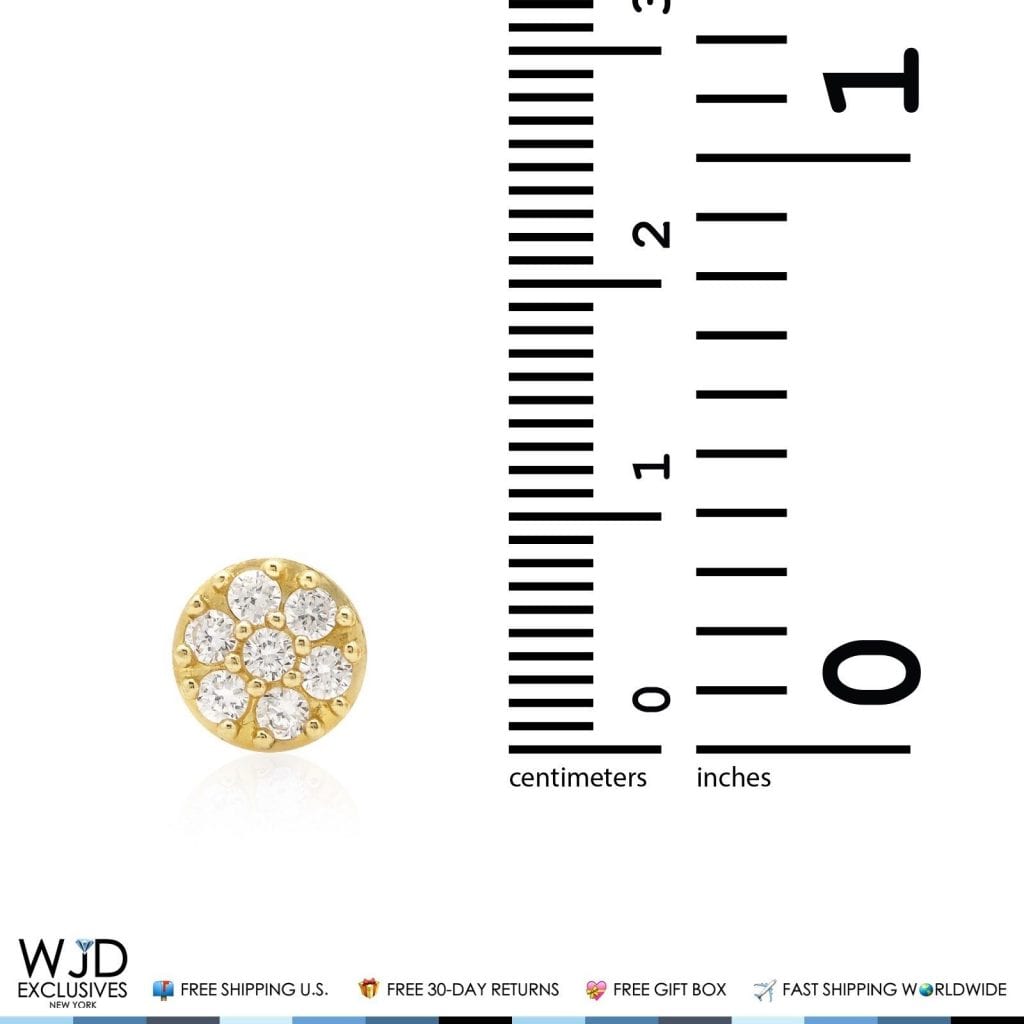 0.30Ct CZ 14K Yellow Gold Prong Set Cluster Stud Earrings 8mm