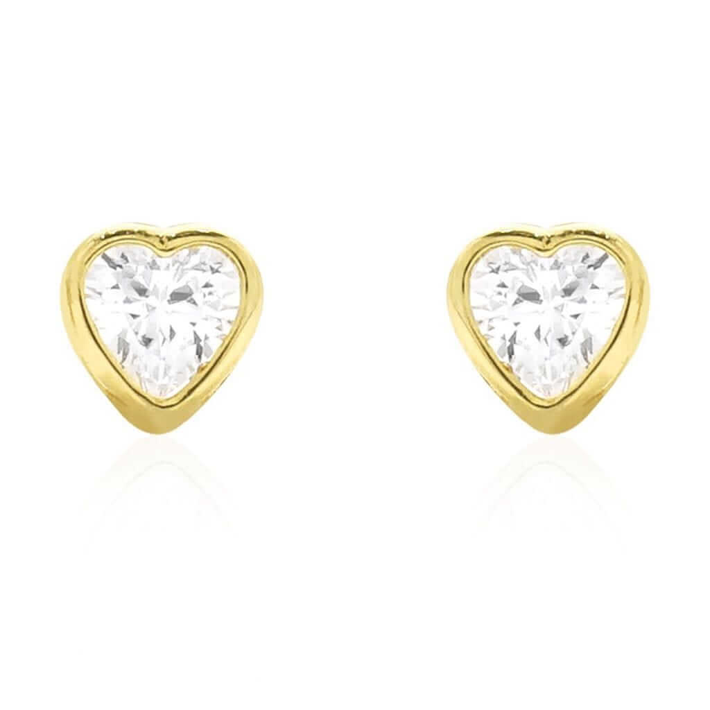 14K Yellow Gold 0.50Ct CZ Shaped Bezel Stud Earrings 4mm