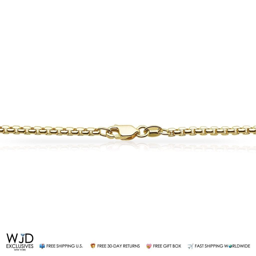 14K Real Gold 2.3mm Solid Round Box Chain Necklace 18" 20" 22" 24" 28" 30"