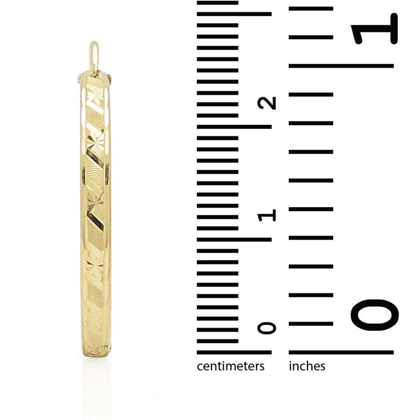 14K Yellow Gold 2.5mm Width Diamond Cut Hoop Earrings 25mm Diameter