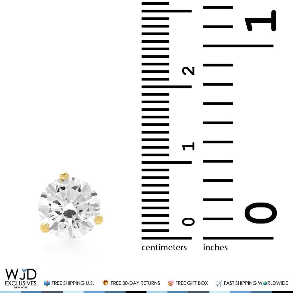 4Ct Round Created Diamond 14K Yellow Gold Solitaire Martini Stud Earrings 8mm