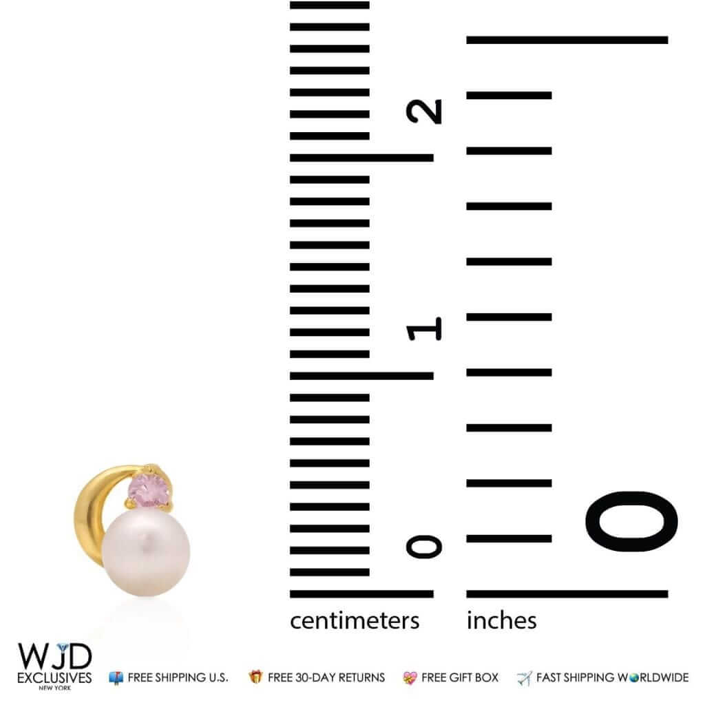 14K Yellow Gold 6mm Pink Tourmaline Cultured Freshwater Pearl Stud Earrings