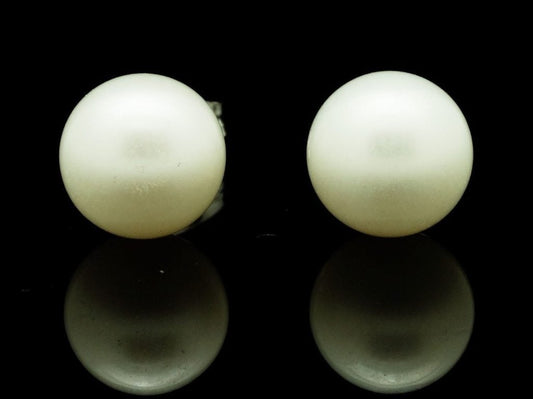 14K Yellow Gold Real Freshwater Cultured 7mm White Pearl Stud Earrings