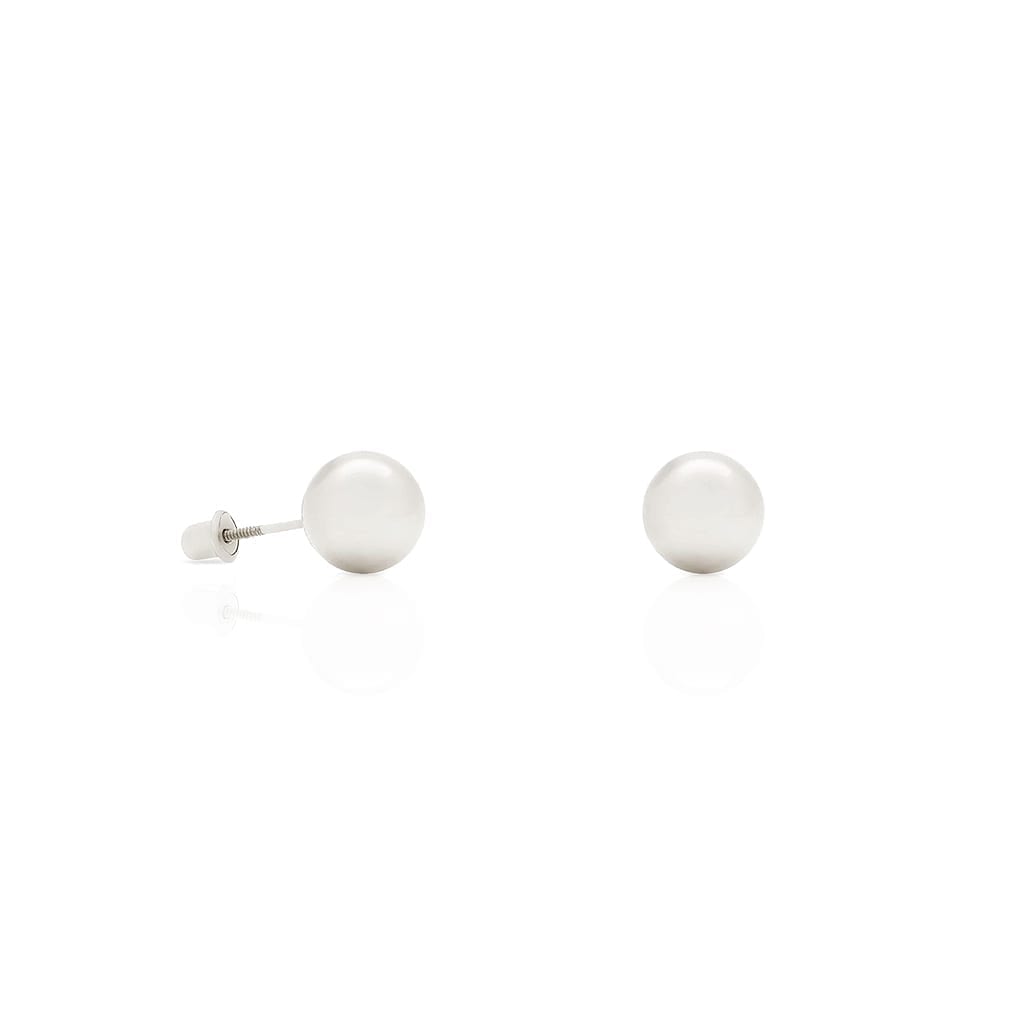 14k White Gold 7mm Ball Stud Screw Back Earrings