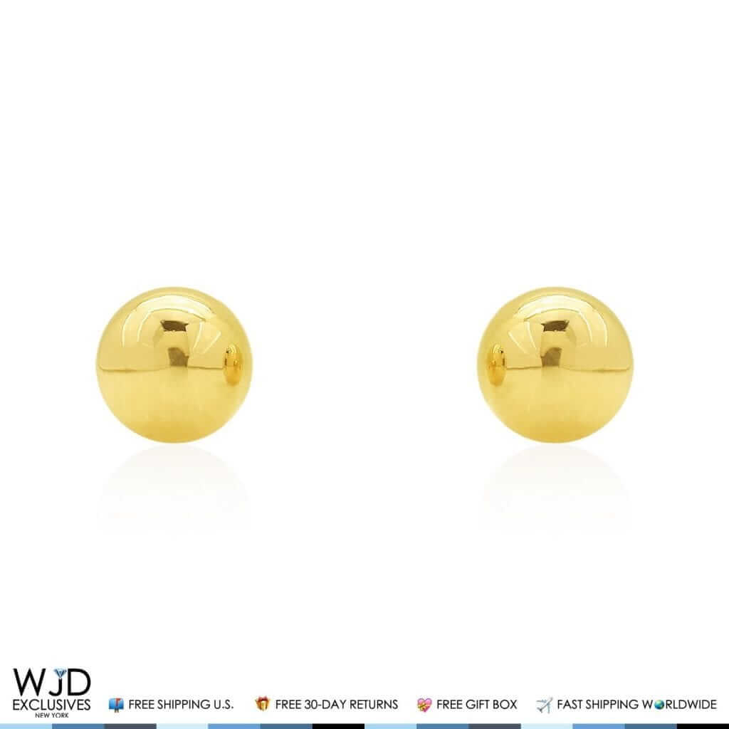 14K Yellow Gold Screwback Large 8mm Round Ball Stud Earrings