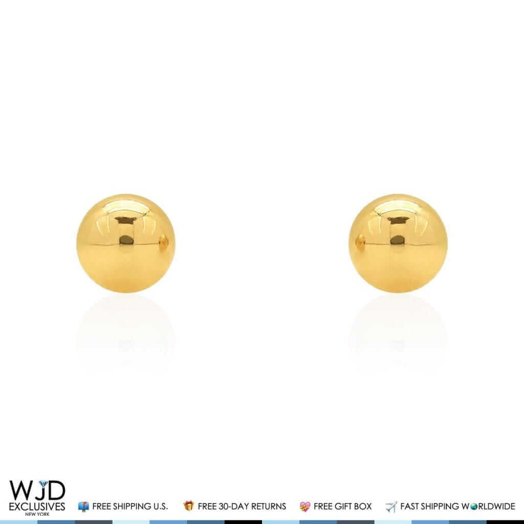 14K Yellow Gold Screwback Small Round Ball Stud Earrings 5mm