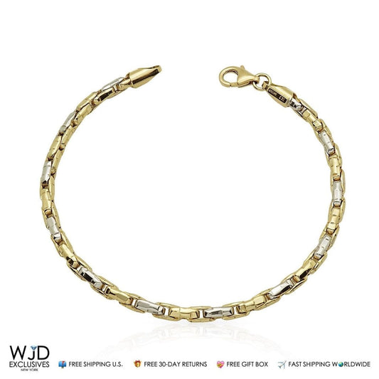 14k Gold Yellow White Anchor Bracelet 8"