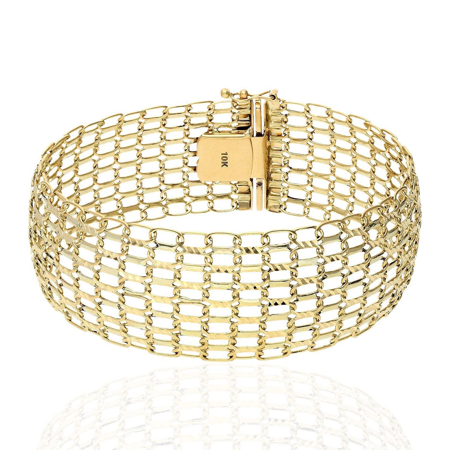 10K Gold Yellow 22mm Wide Bombay Bismark Womens Bracelet