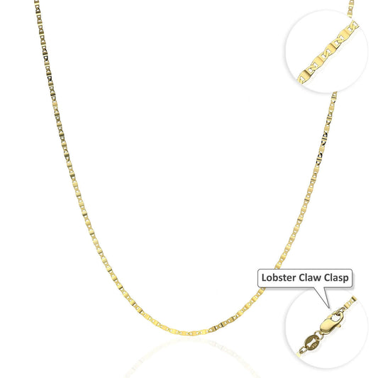 10K Yellow Gold 1.5mm Diamond-Cut Valentino Chain (Solid Links) 16"-24"