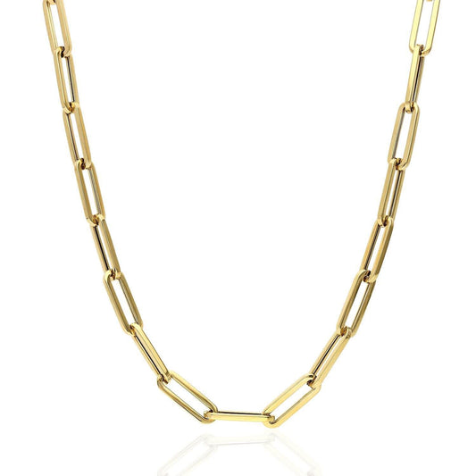 14K Yellow Gold 5mm Paperclip Elongated Chain (Hollow) 16"-30"