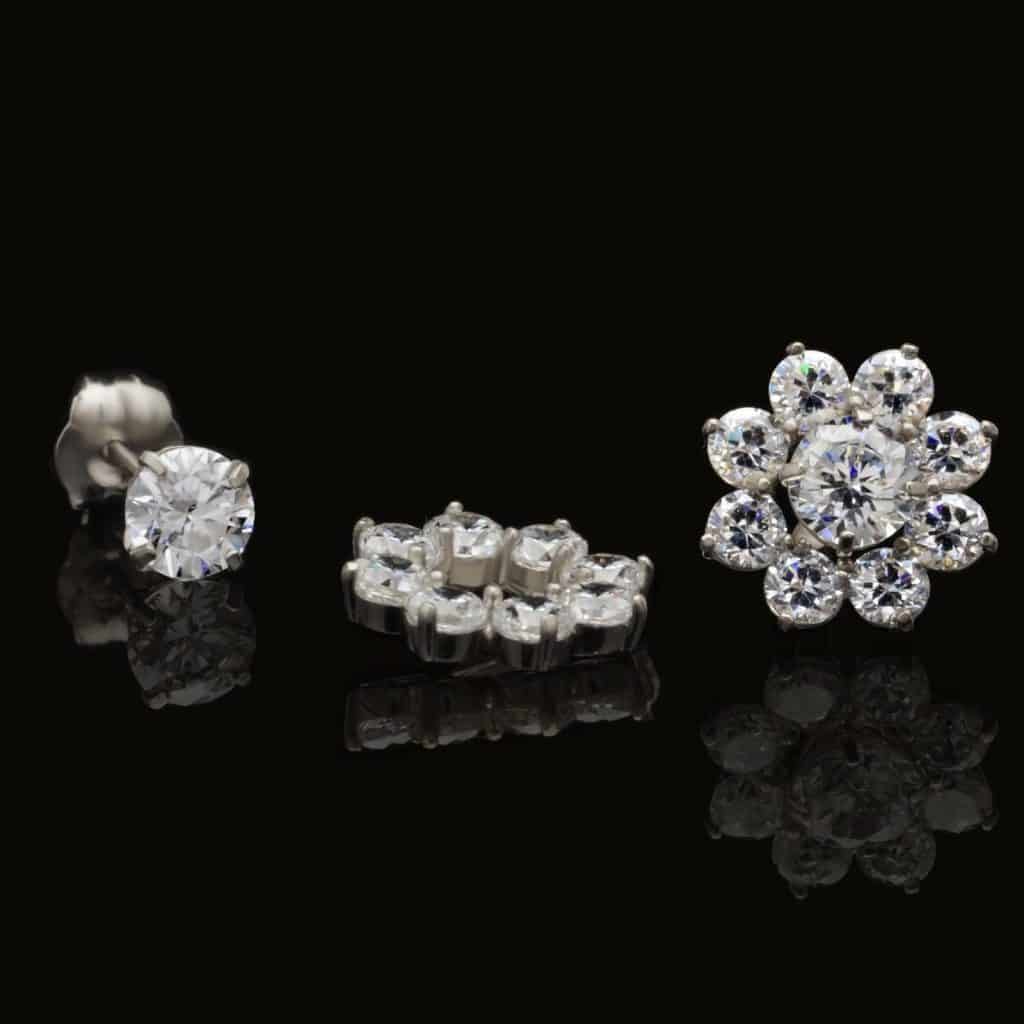 1.5Ct Simulated Round Diamonds 2-in-1 Flower Jacket Stud 14K White Gold Earrings