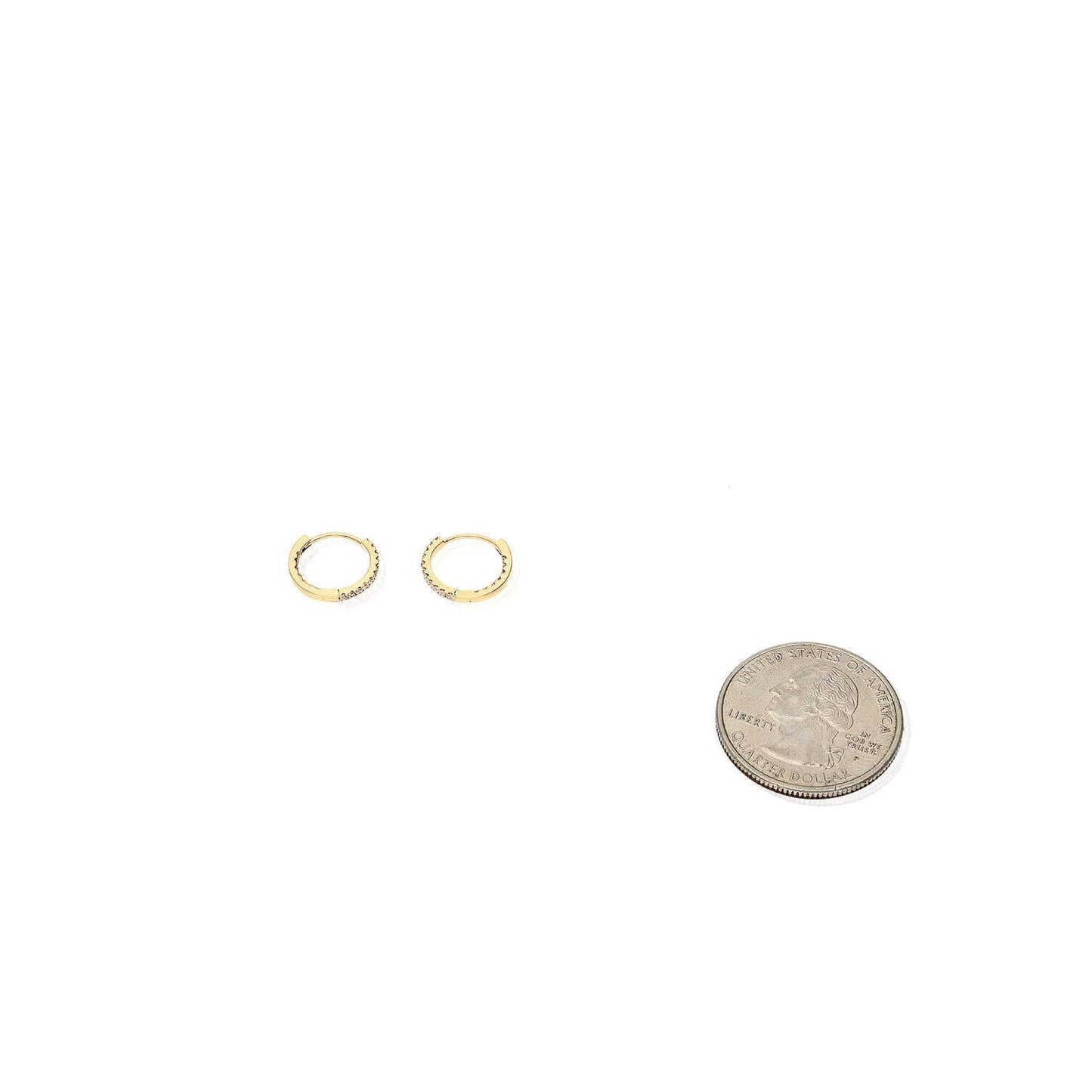 18K Yellow White Rose Gold .50CT Natural Diamond Huggie Hoop Earrings 14mm