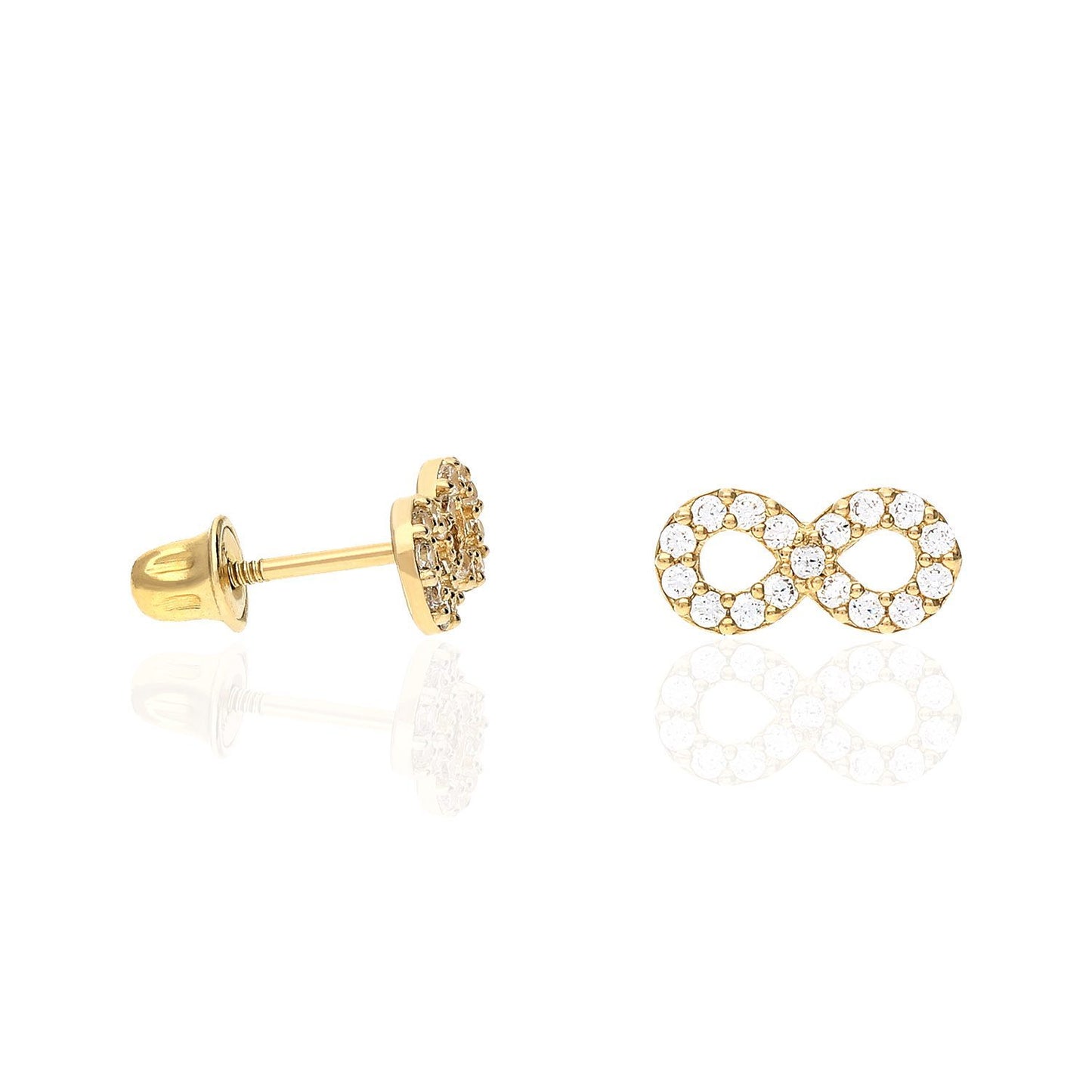 0.35Ct CZ 14k Yellow White Gold Infinity Stud Earrings