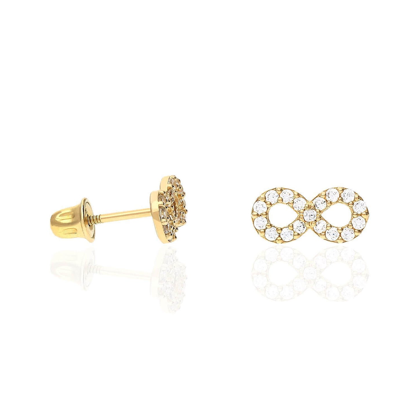 0.35Ct CZ 14k Yellow White Gold Infinity Stud Earrings