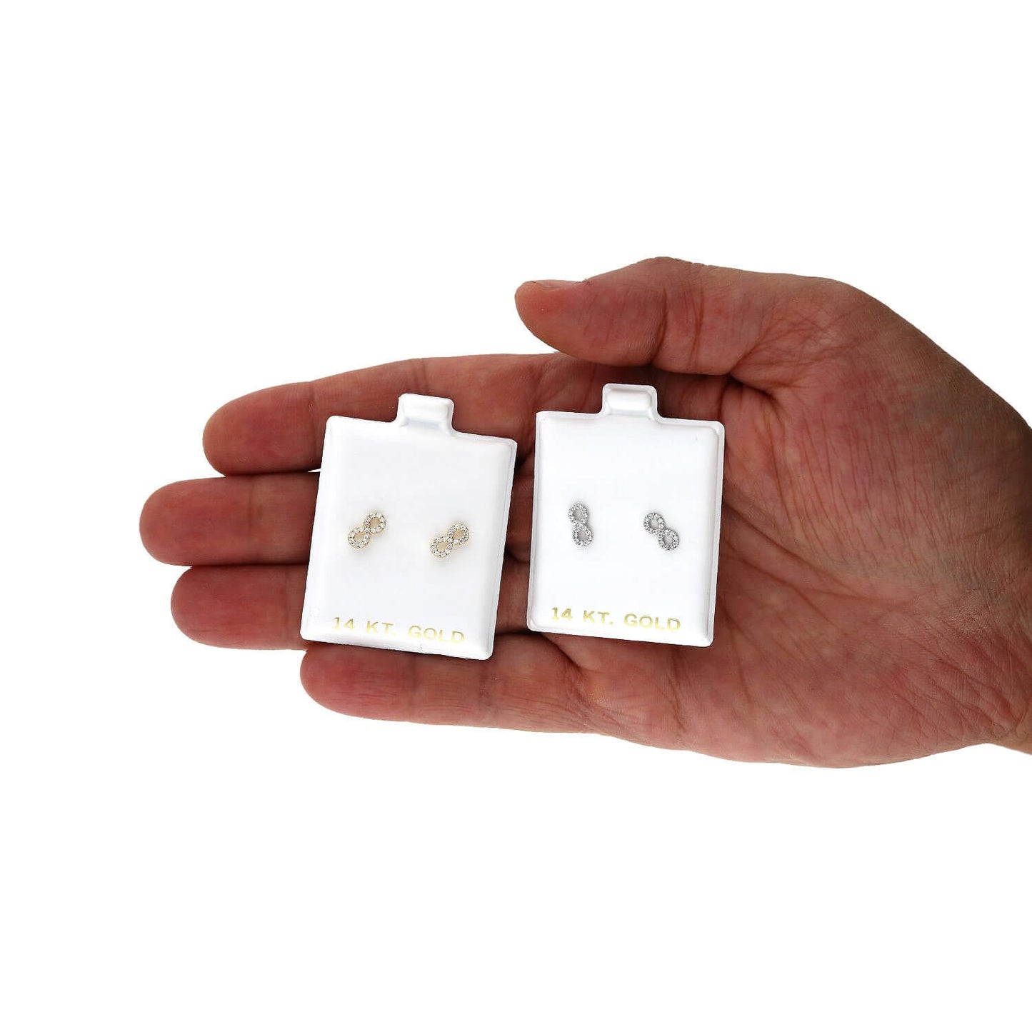 0.35Ct CZ 14k Yellow White Gold Infinity Stud Earrings