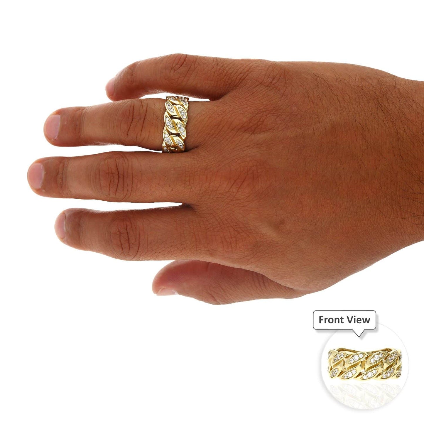Solid 10K Gold Yellow CZ 9mm Miami Ring Size 8-12