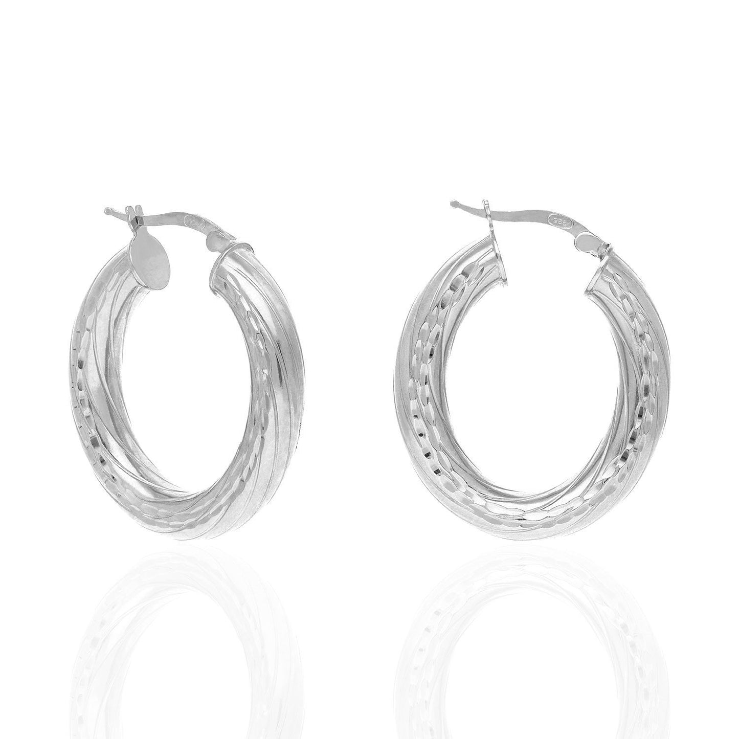 Yellow White Gold Over 925 Sterling Silver 5mm Tube Oval Hoop Earrings