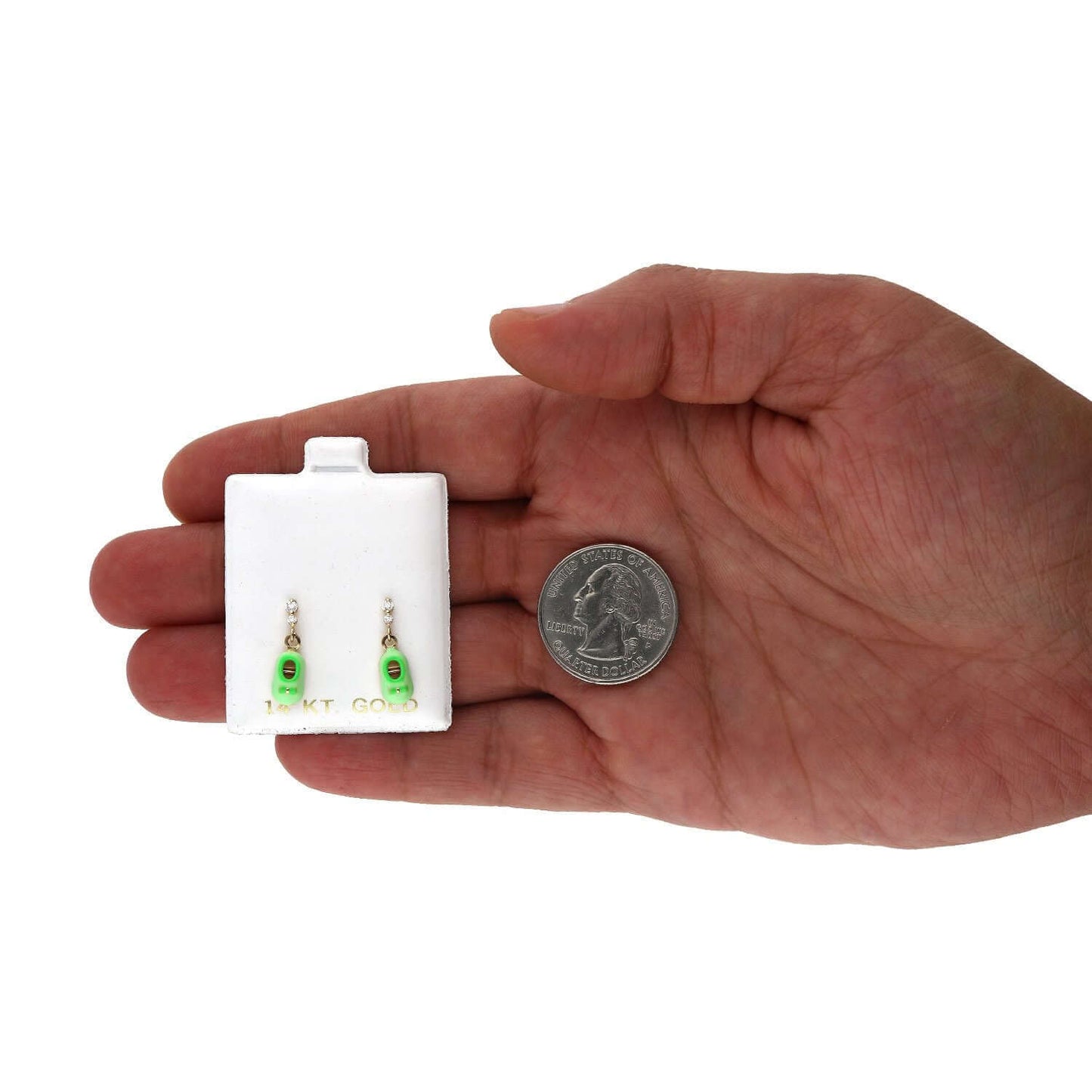 Kids 14K Gold CZ Enameled Baby Bootie Stud Earrings