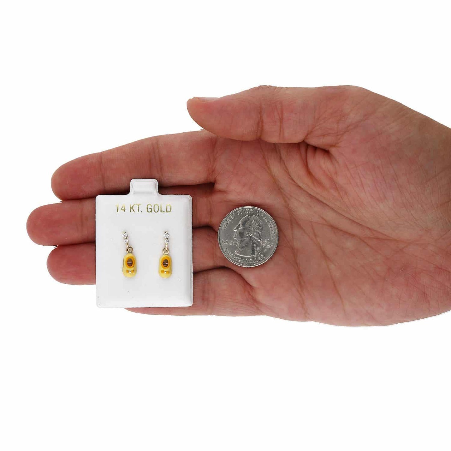 Kids 14K Gold CZ Enameled Baby Bootie Stud Earrings