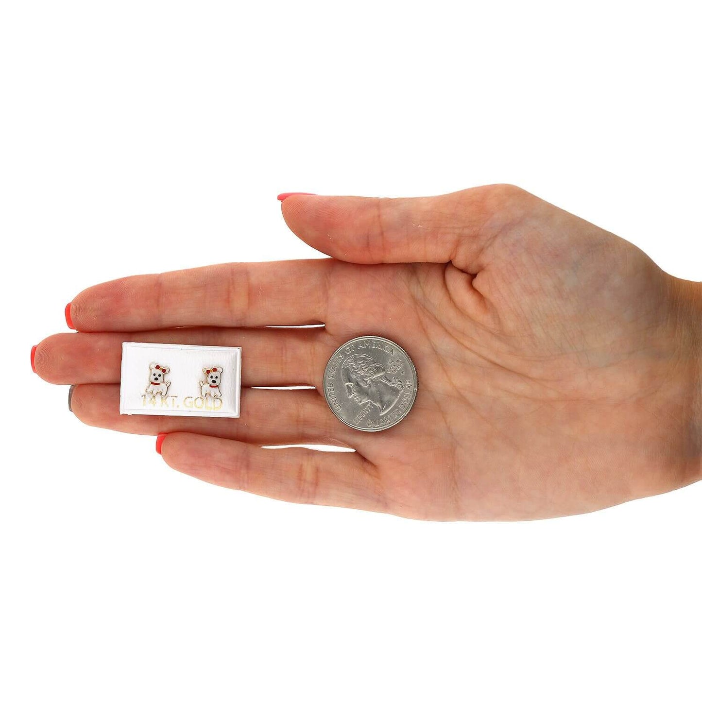 Kids 14K Yellow Gold Enamel Puppy Dog Screw Back Stud Earrings