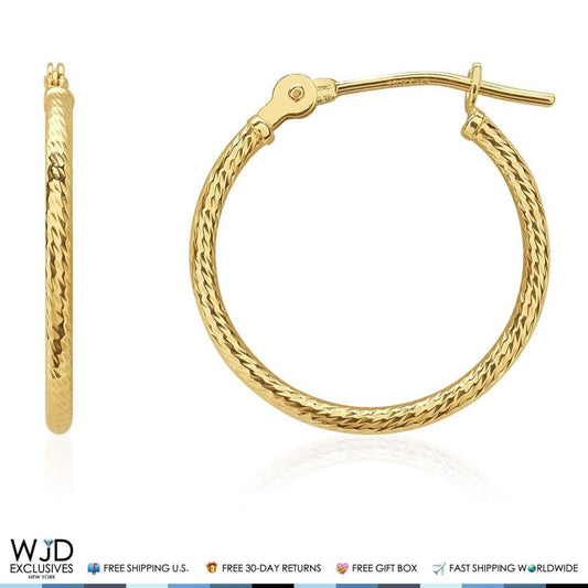 14K Yellow Gold 1.5mm Twisted Rope Hoop Earrings 0.6"