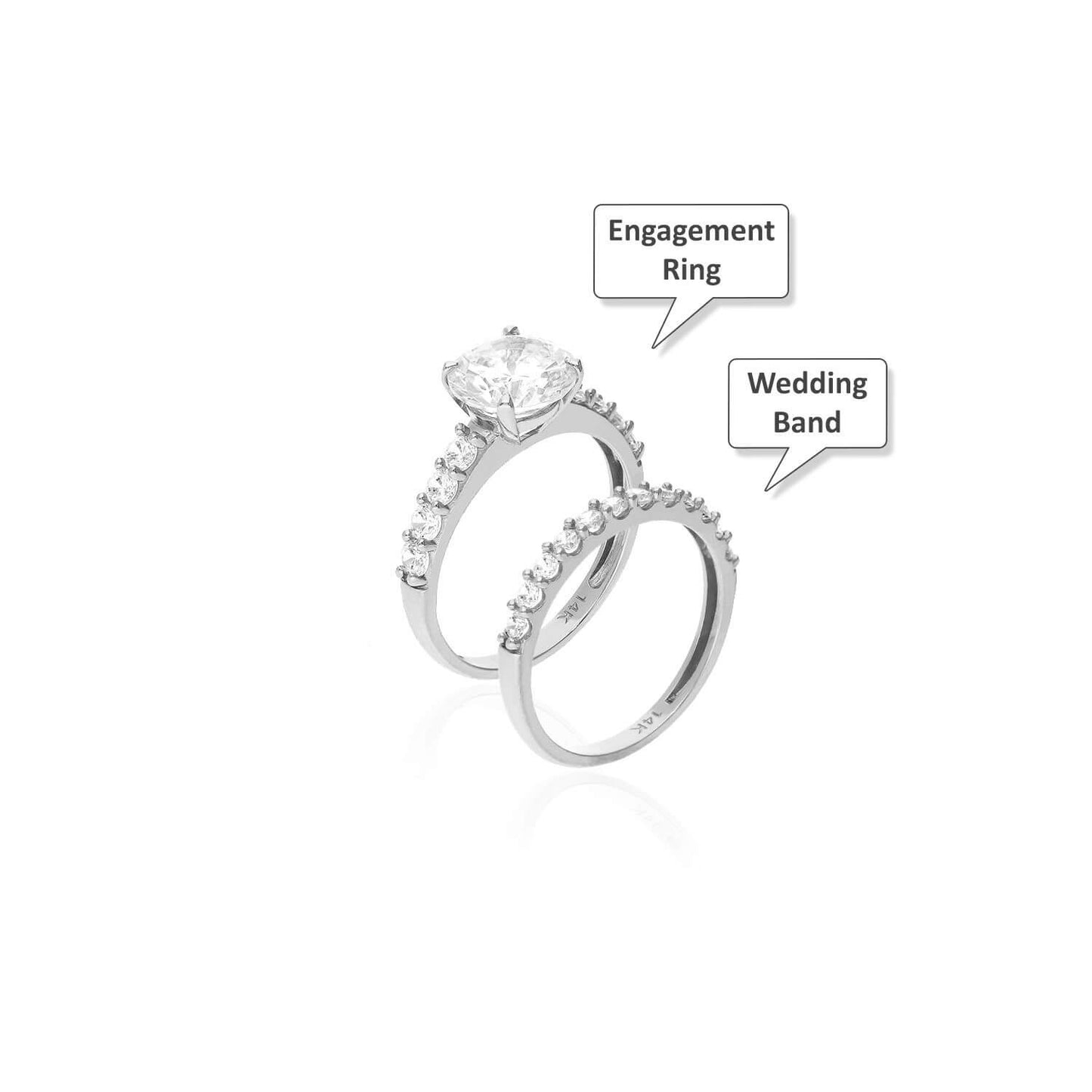 2.95CTW CZ 14K Gold White Engagement Wedding Band Bridal Ring Set