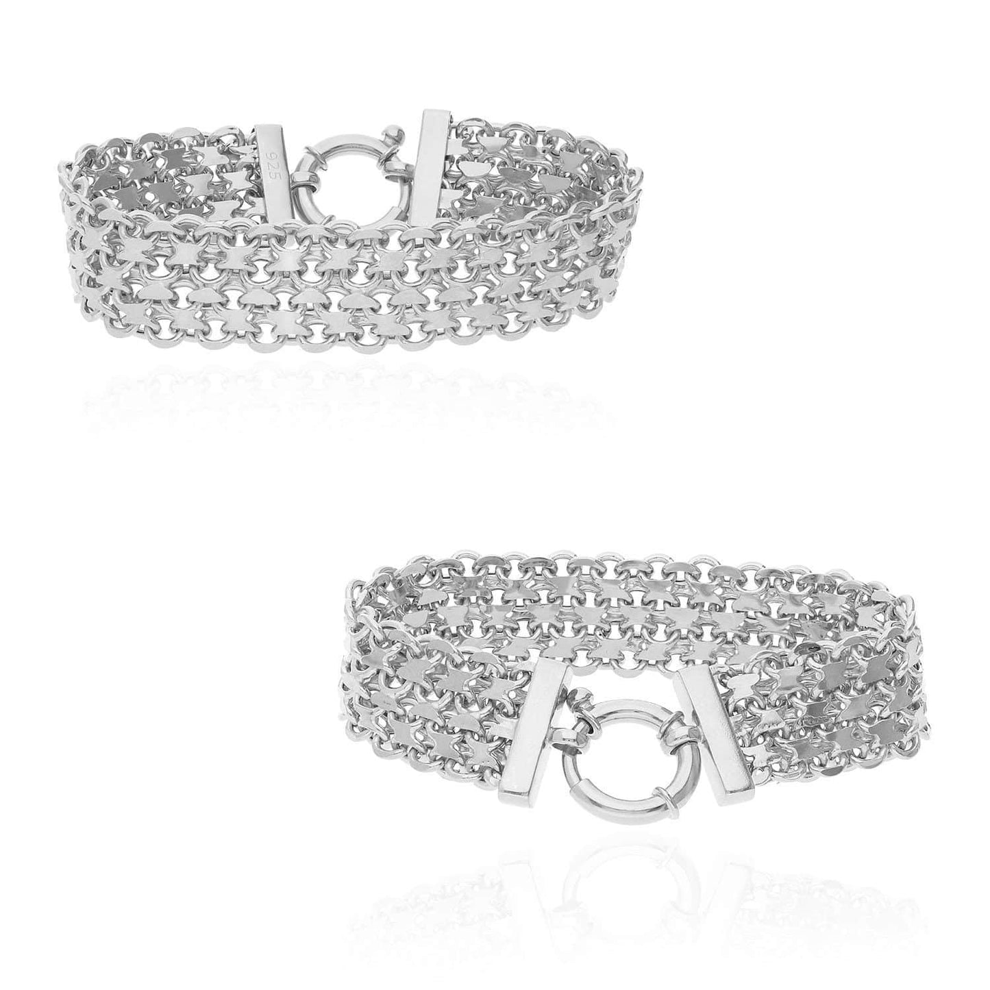 Yellow Or White Gold Tone Over 925 Silver 17mm Bismark Bracelet 7.25"