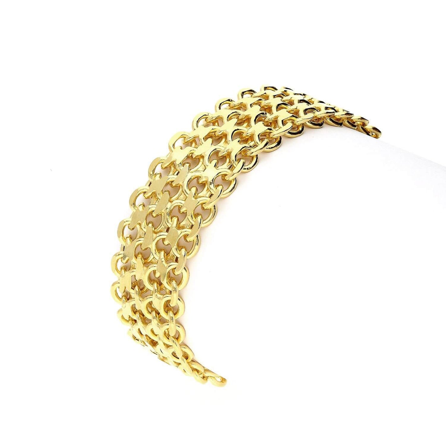 Yellow Or White Gold Tone Over Sterling Silver 17mm Bismark Bracelet 7.25"