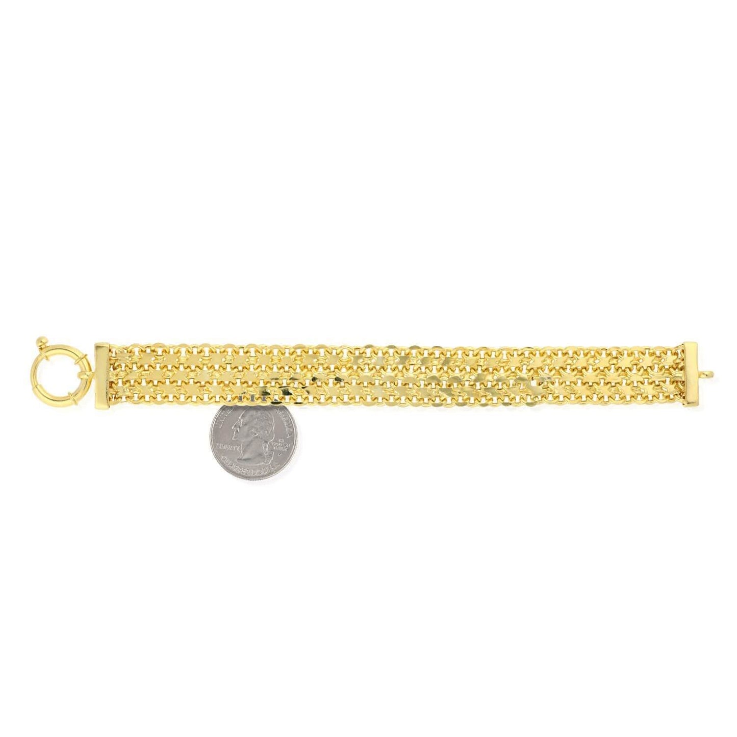 Yellow Or White Gold Tone Over Sterling Silver 17mm Bismark Bracelet 7.25"