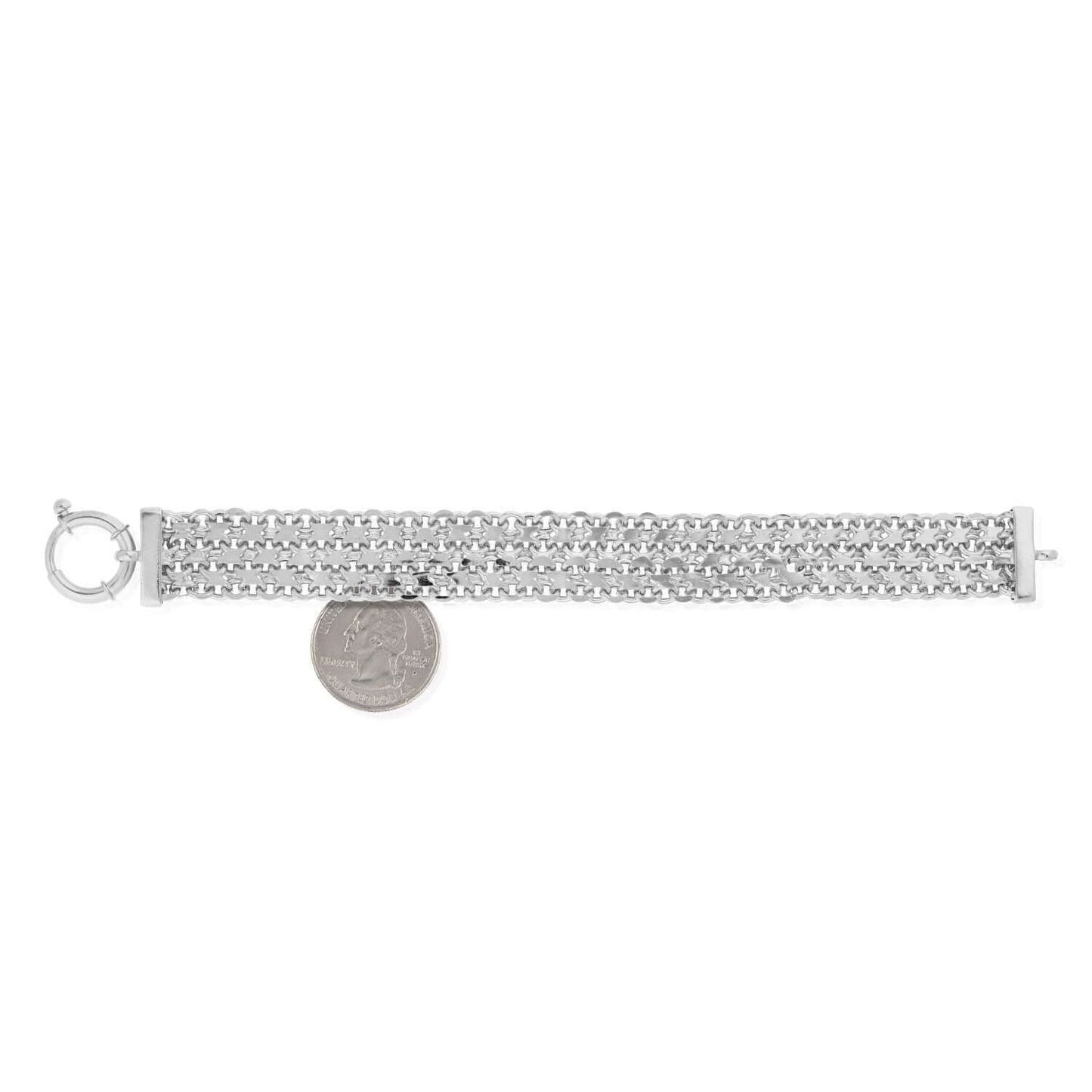 Yellow Or White Gold Tone Over Sterling Silver 17mm Bismark Bracelet 7.25"