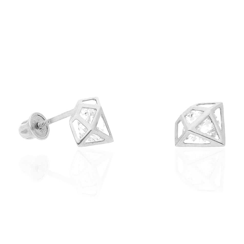 14k Yellow Gold White Gold 1Ct CZ Screw back Stud Earrings