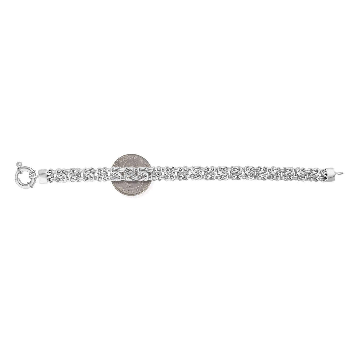 Yellow White Gold Over Sterling Silver 8mm Byzantine Bracelet 7.25"