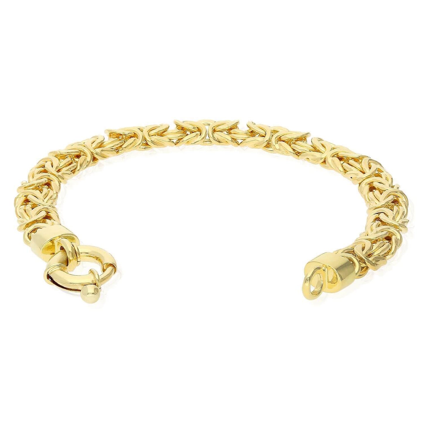 Yellow White Gold Over Sterling Silver 8mm Byzantine Bracelet 7.25"