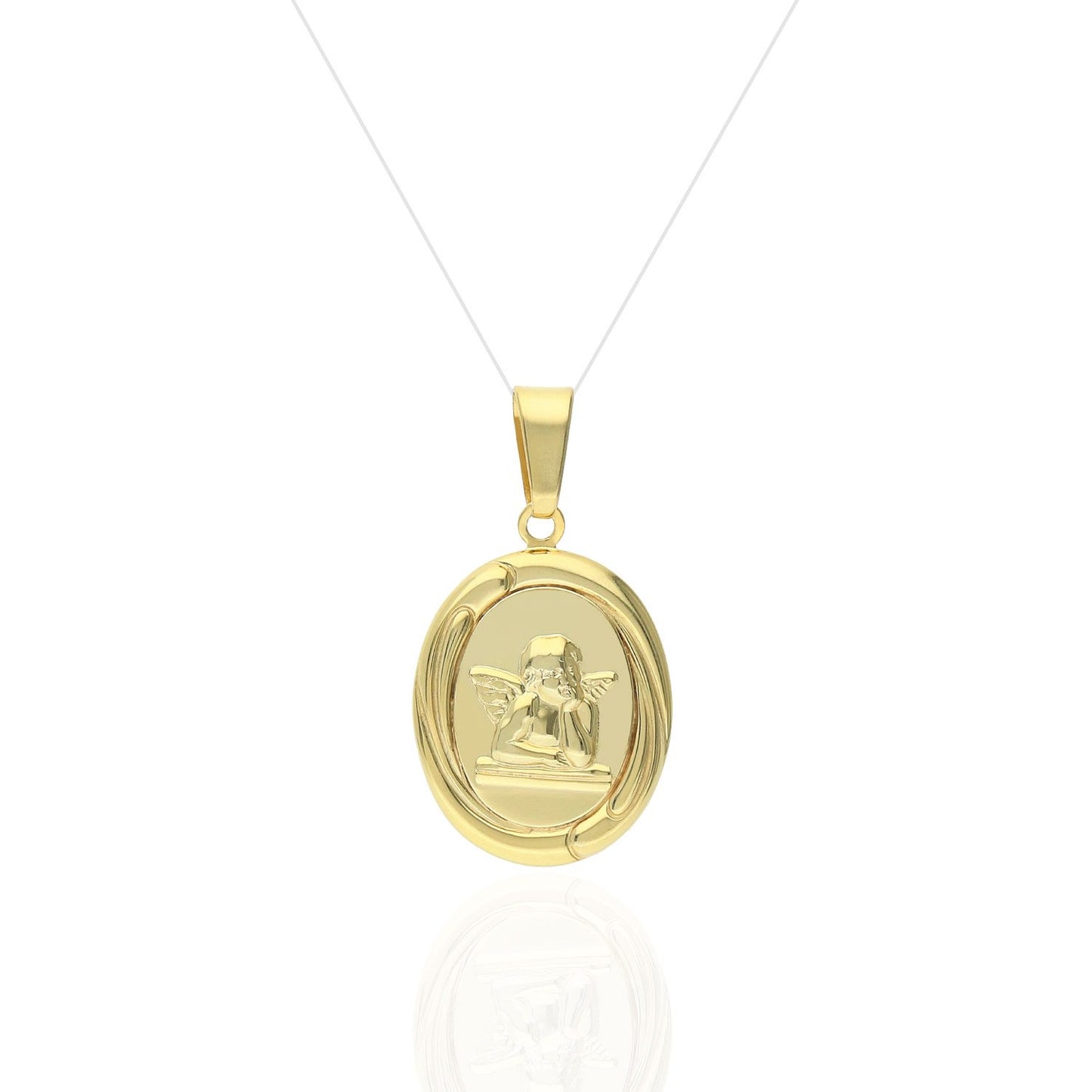 Gold Over Sterling Silver Guardian Angel Medal Prayer Pendant