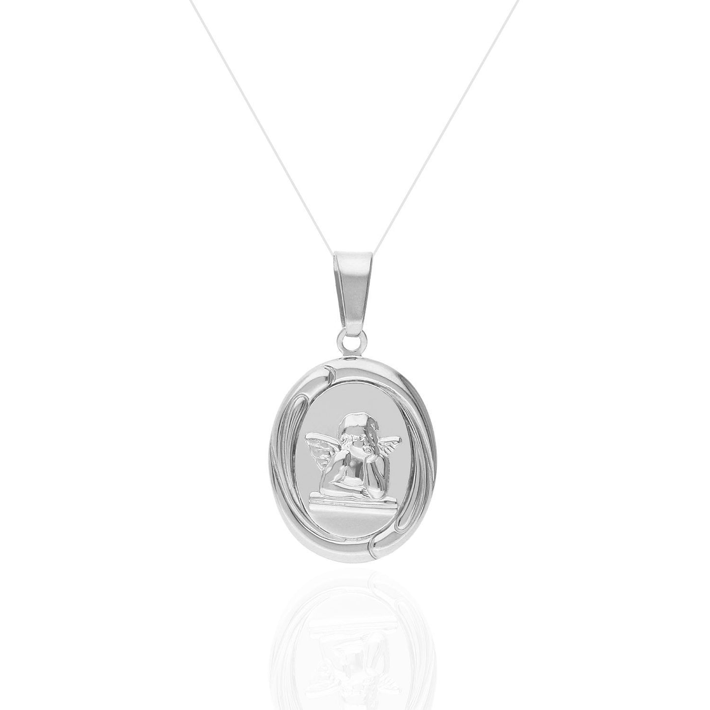 Gold Over Sterling Silver Guardian Angel Medal Prayer Pendant