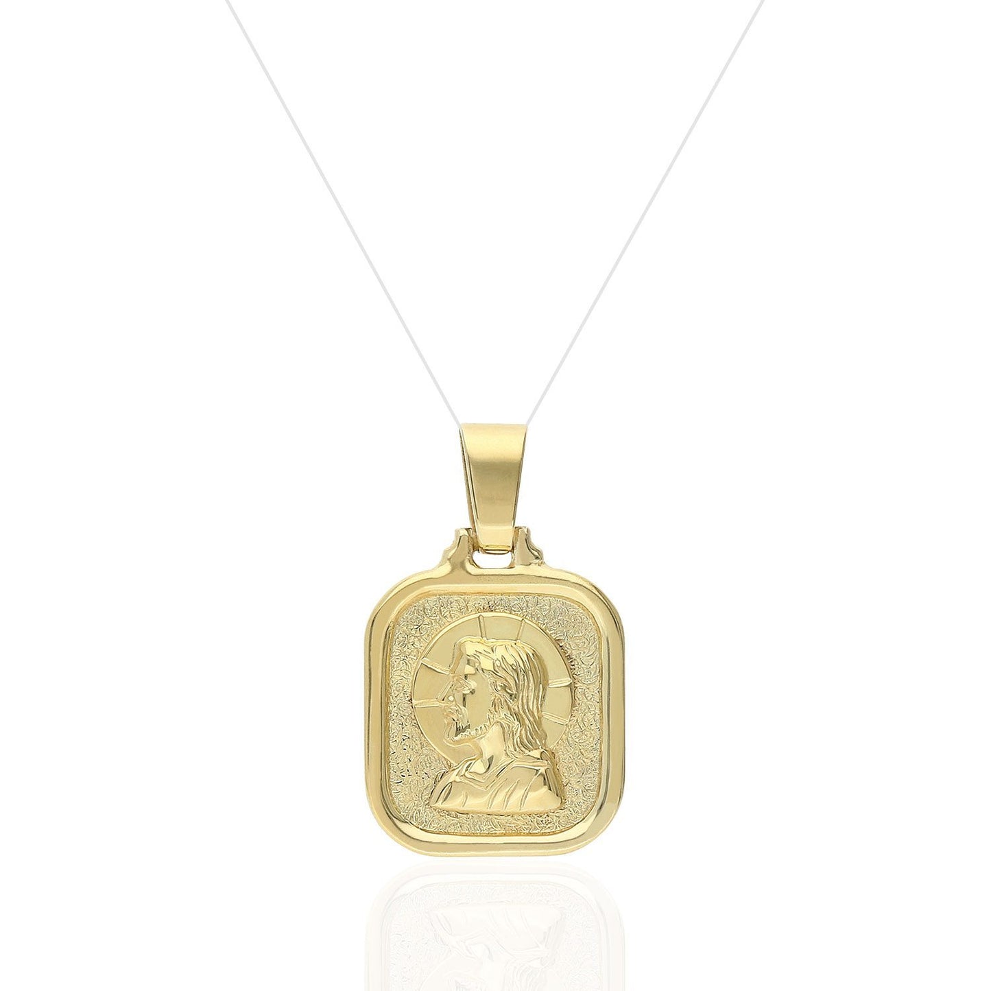Yellow Gold Over 925 Sterling Silver Our Father Prayer Square Medallion Pendant
