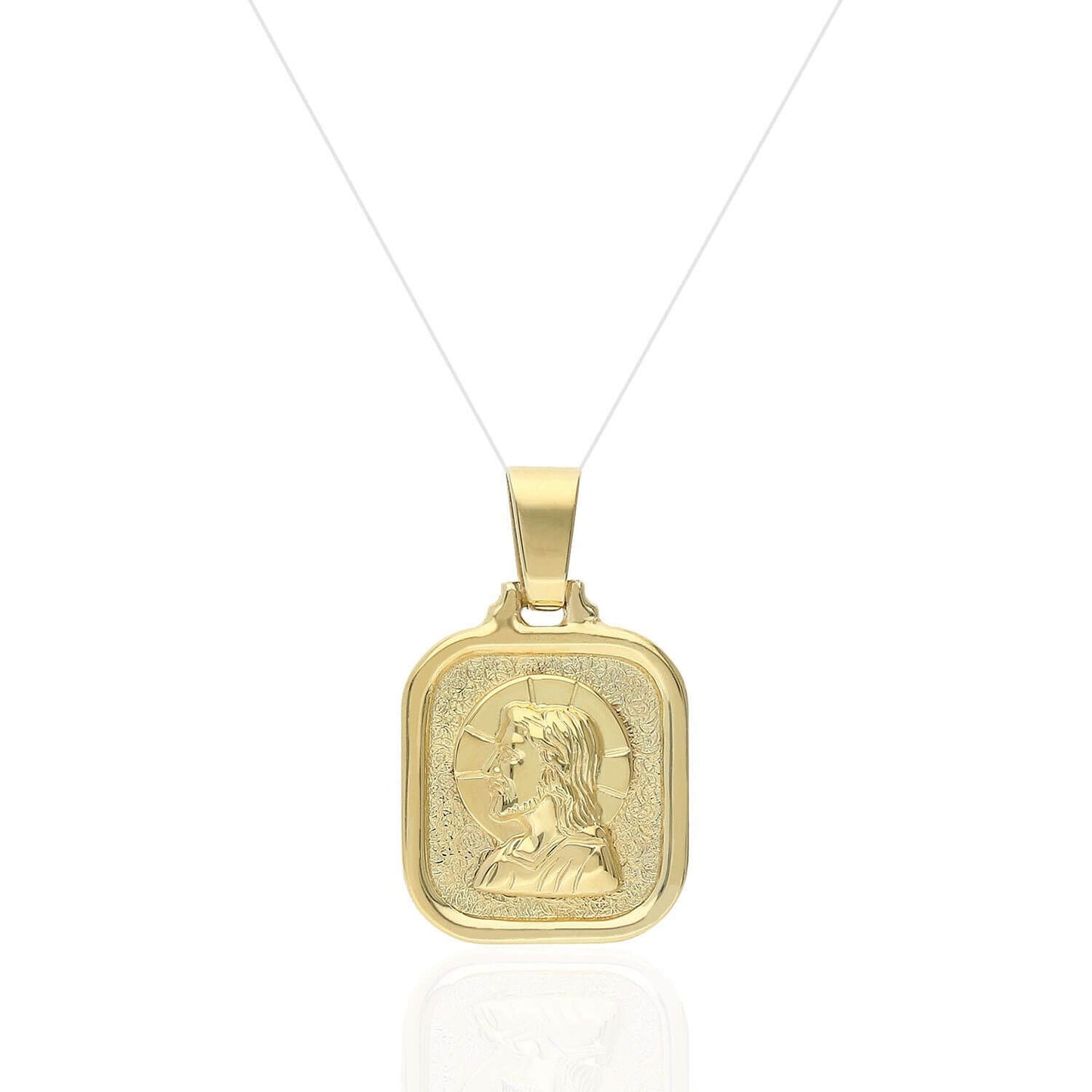 Yellow Gold Over 925 Sterling Silver Our Father Prayer Square Medallion Pendant