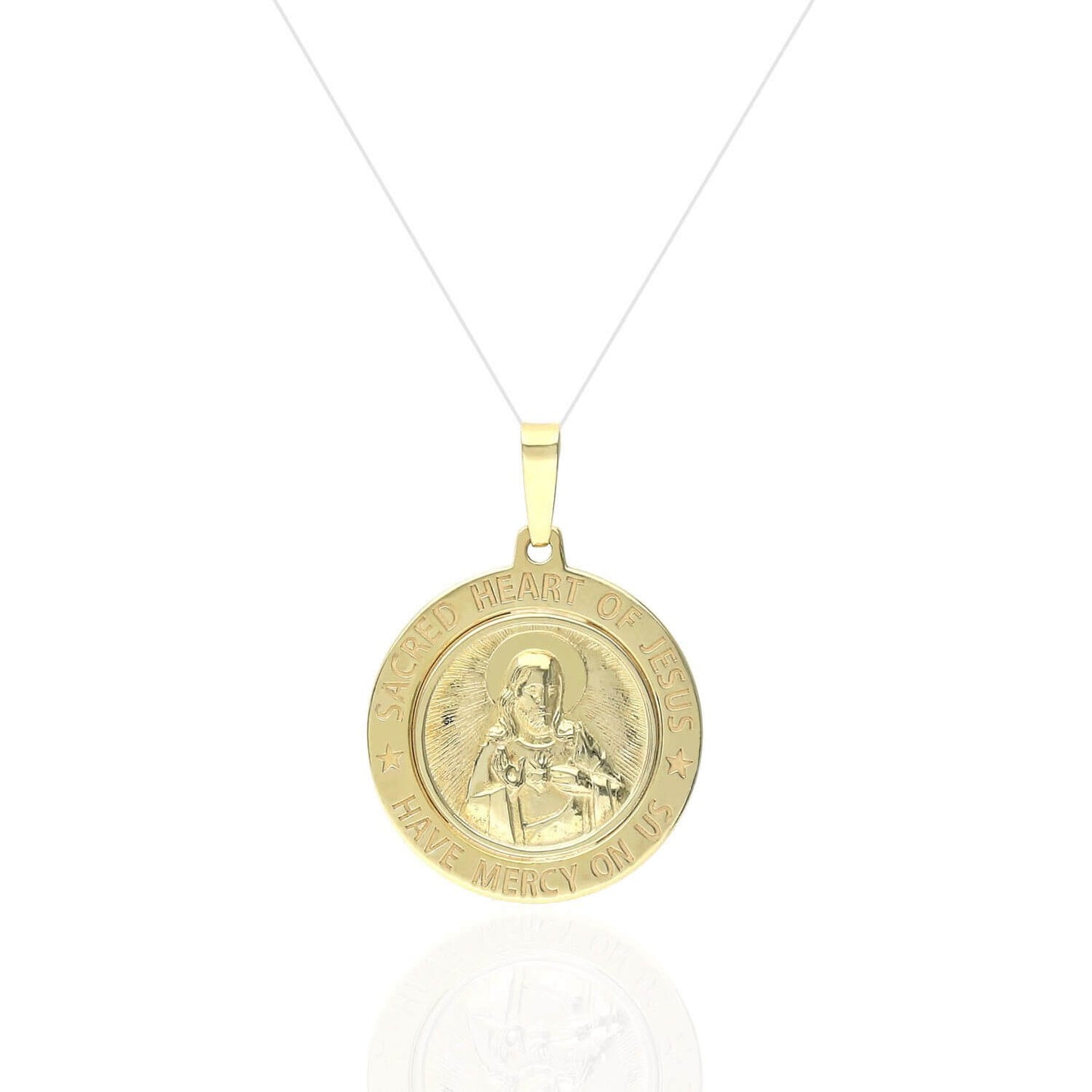 Yellow Gold Over Sterling Silver Sacred Heart Of Jesus Medal Religious Pendant