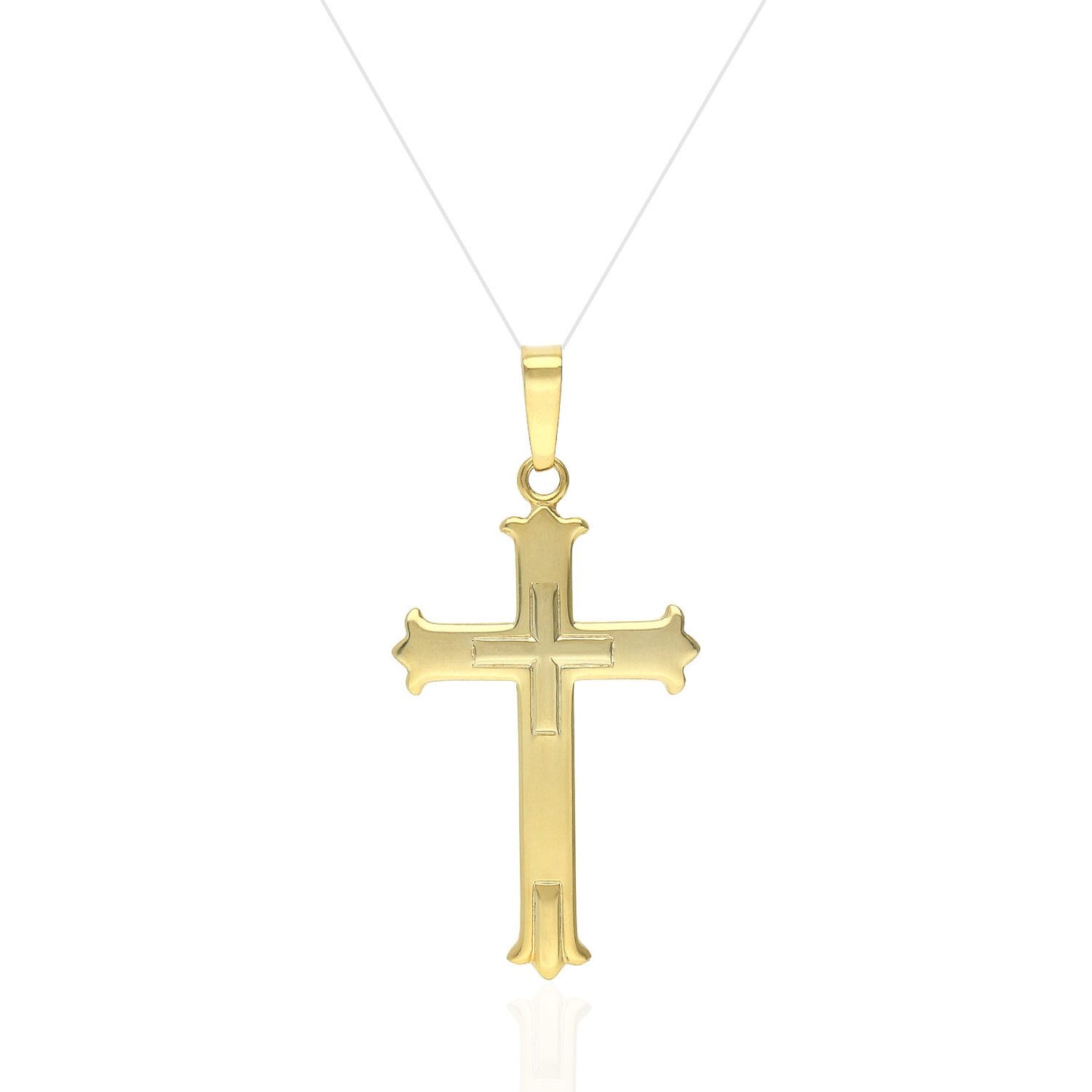 Yellow Gold Tone Over 925 Sterling Silver Religious Cross Pendant
