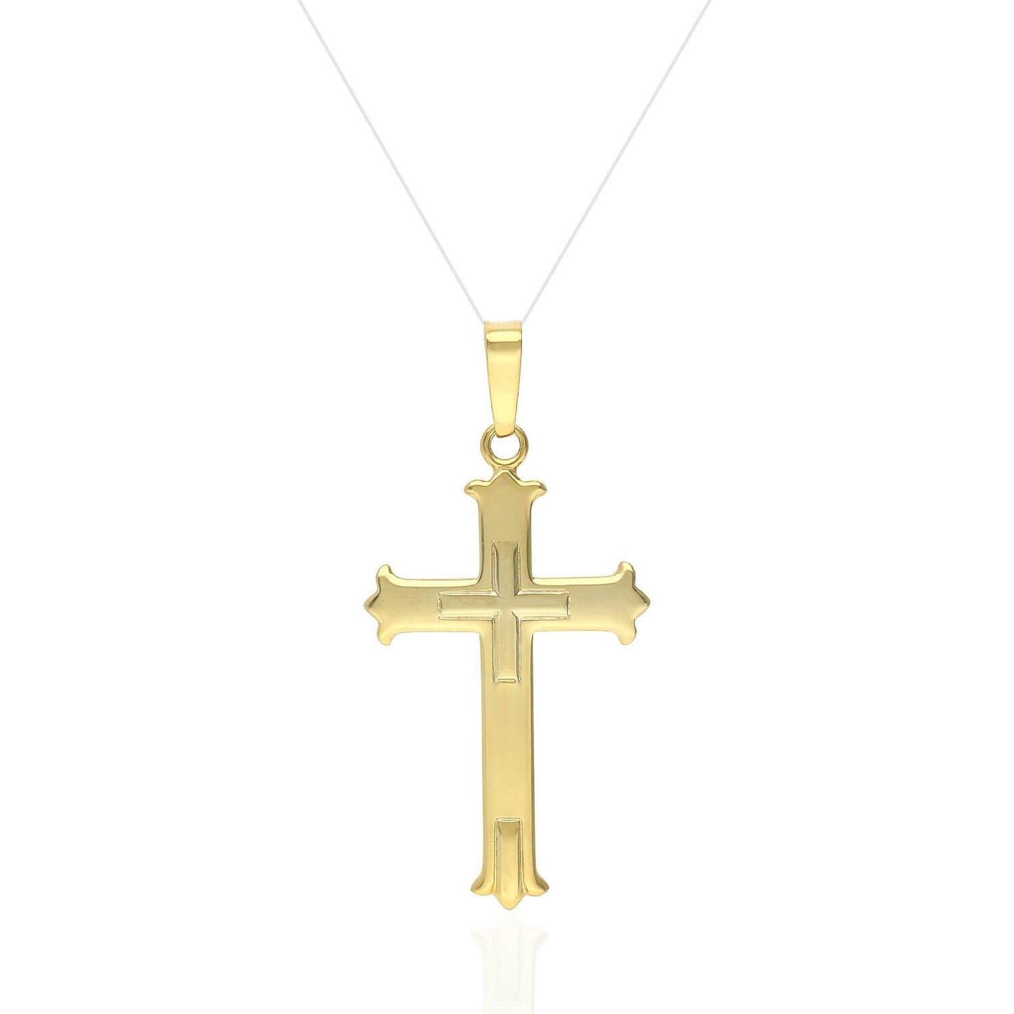Yellow Gold Tone Over 925 Sterling Silver Religious Cross Pendant