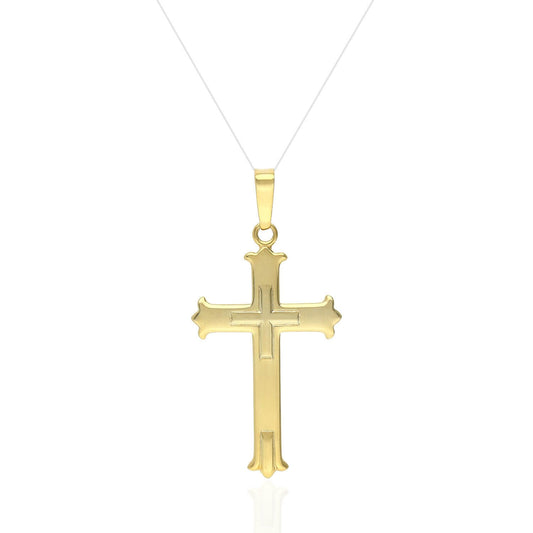 Yellow Gold Tone Over 925 Sterling Silver Religious Cross Pendant