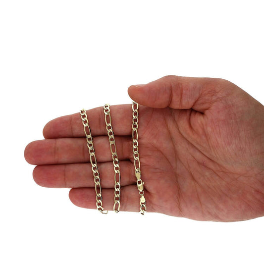 14K Yellow Gold 4.3mm Figaro Chain (Solid Links) 18"-24"