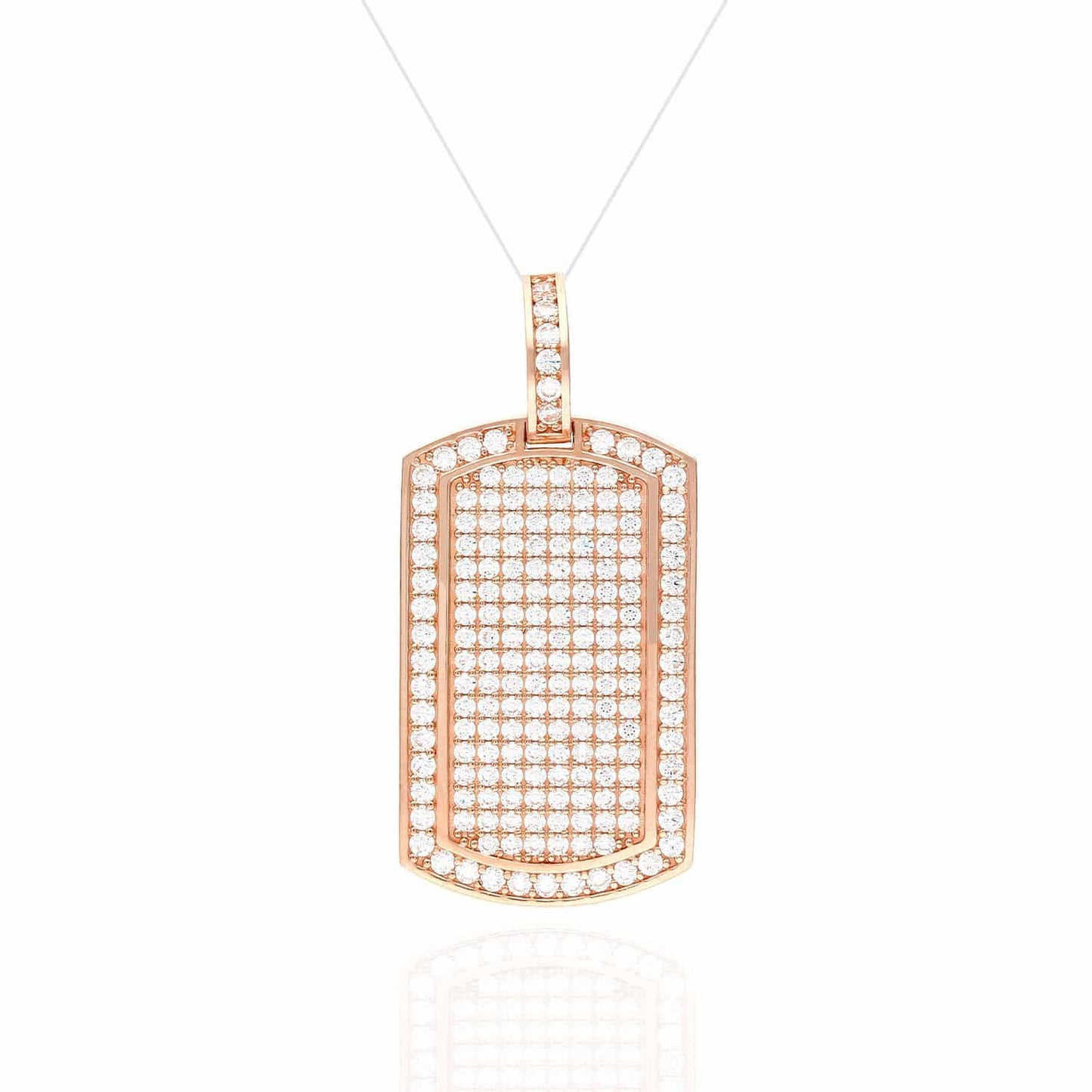 2.20CTW CZ Dog Tags Pendant 14K Yellow White Rose Gold