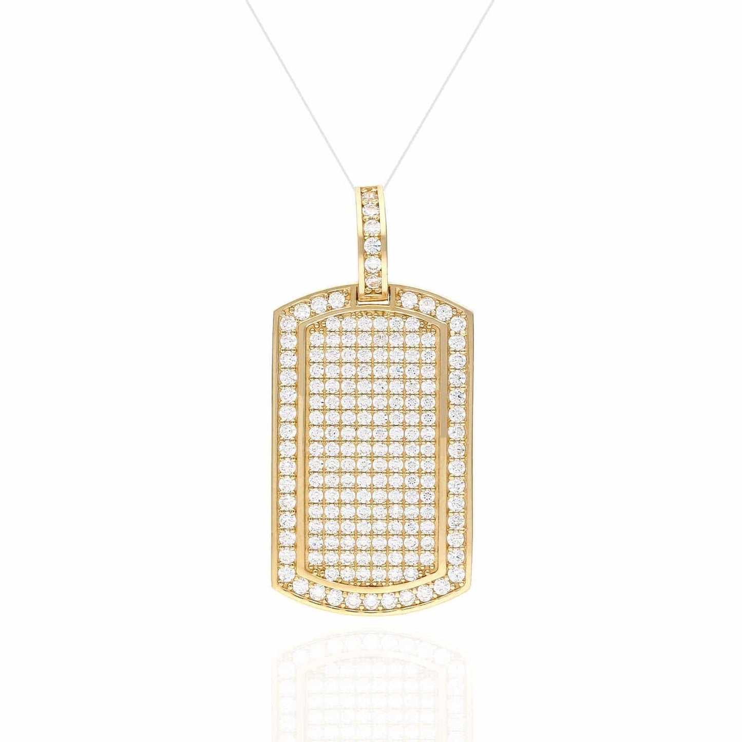 2.20CTW CZ Dog Tags Pendant 14K Yellow White Rose Gold