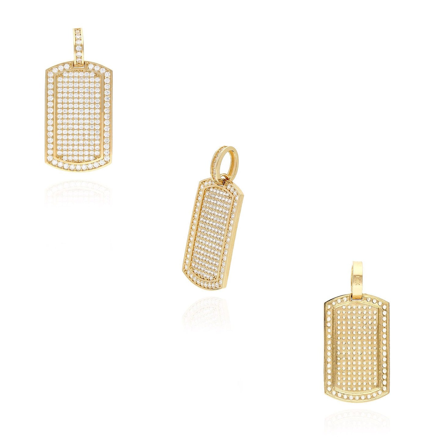 2.20CTW CZ Dog Tags Pendant 14K Yellow White Rose Gold